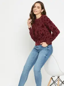 Madame Self Design Acrylic Pullover Sweater