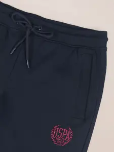 U.S. Polo Assn. Men Straight-Fit Mid-Rise Brand Name Printed Track Pants