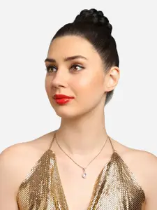 Zaveri Pearls Set Of 2 Rose Gold-Plated Artificial Stones Pendant With Chain