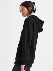 MISCHIEF MONKEY Graphic Print Hooded Long Sleeves Fleece Oversized Pullover Sweatshirt