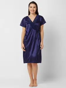 FashionRack V-Neck Satin Wrap Nightdress With Robe