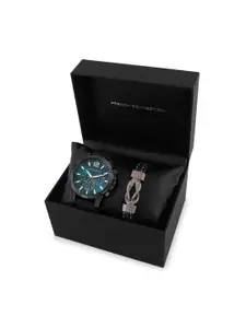 French Connection Men Analogue Watch With Leather Bracelet
