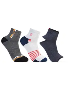 Bonjour Men Assorted Pack of 3 Pure Cotton Ankle Length Socks