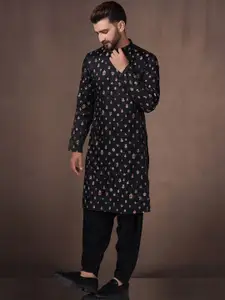 KISAH Floral Embroidered Zari Regular Kurta with Patiala