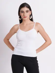 SIGHTBOMB Ribbed Shoulder Straps Fitted Cotton Top