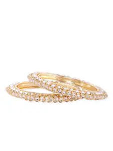 Rubans Set Of 2 Gold-plated Kundan Stone-studded Bangles