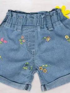 V-Mart Infant Boys Floral Embroidered Denim Shorts