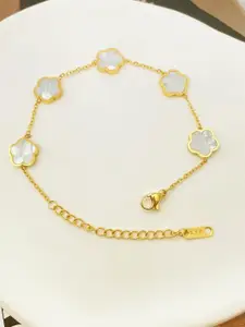 MYKI Gold-Plated Stainless Steel Enamelled Charm Bracelet