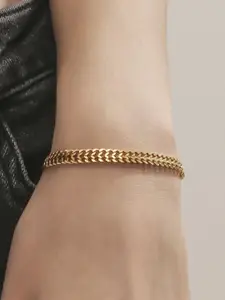 MYKI Women Gold-Toned Cubic Zirconia Gold-Plated Link Bracelet