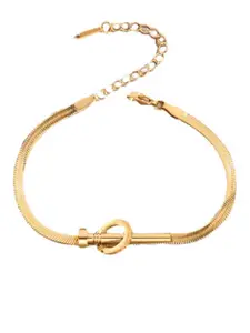 MYKI Gold-Toned Cubic Zirconia Gold-Plated Link Bracelet