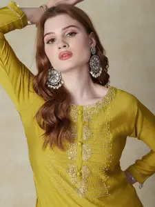 FASHOR Embellished Beads & Stones Kurta