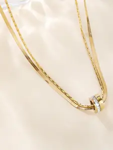 MYKI Gold-Plated CZ-Studded Pendant With Chain