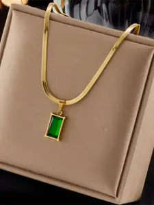 MYKI Gold-Plated CZ Stone-Studded Pendant & Chain