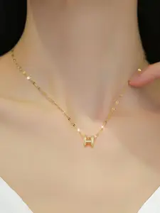 MYKI Gold-Plated CZ-Studded Pendant With Chain