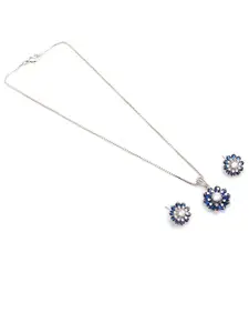 Mirana Rhodium-Plated Cubic Zirconia Studded Necklace & Earrings