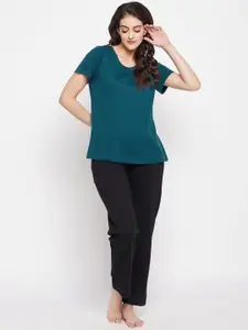 Clovia Round Neck Cotton Lounge T-shirts