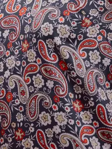 Clovia Navy Blue Ethnic Motifs Printed Satin Night Suit