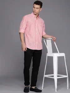Louis Philippe Sport Striped Slim Fit Pure Cotton Casual Shirt