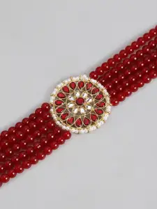 Peora Women Gold-Plated Kundan Studded Choker Layered Necklace with Earrings