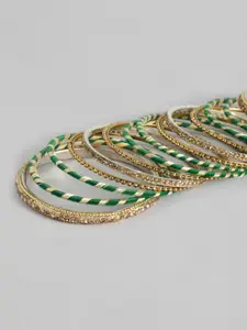 Peora 28-Piece Gold-Plated Silk Thread-Detailed Bangles