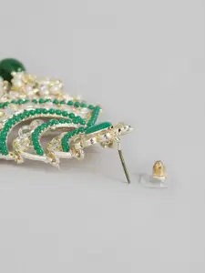 Peora Women Gold-Plated Kundan Studded Crescent Shaped Chandbalis Earrings