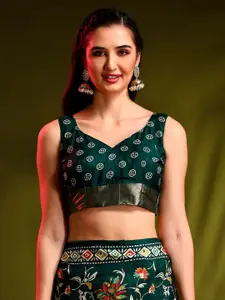 Anouk Rustic Teal Green Floral Printed Zari Detailed Saree