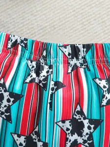 StyleCast Girls Black & Blue Printed Top With Palazzos