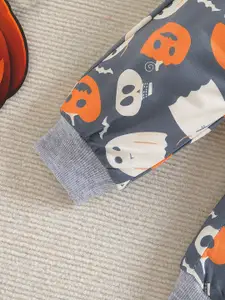 StyleCast Girls Grey & Orange Printed T-shirt with Trousers