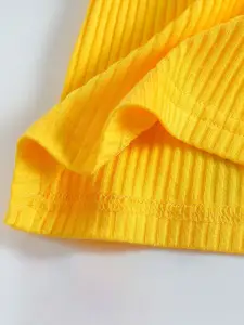 StyleCast Girls Yellow Colourblocked Round Neck Top With Short