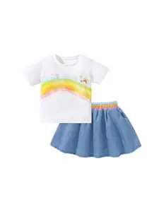 StyleCast Girls Printed Top with Skirt