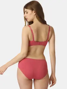 SOIE Full Coverage Padded Non Wired Bra and High Rise Full Coverage Brief Lingerie Set