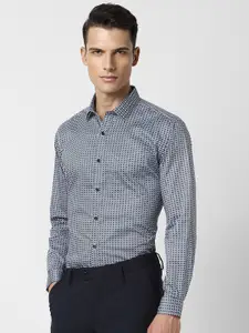 V Dot Slim Fit Floral Printed Pure Cotton Casual Shirt