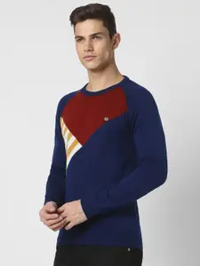 Peter England Casuals Colourblocked Pullover Acrylic Sweater