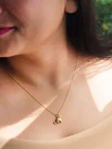 MANNASH Gold-Plated Cute Elephant With Pearl Pendant