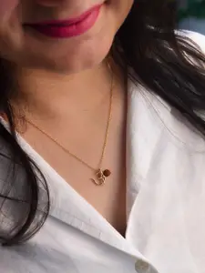 MANNASH Gold-Plated Om With Rudraksh Pendant With Chain