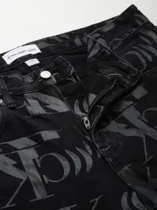 Calvin Klein Men Loose Straight Fit Clean Look Typography Printed Cotton Jeans