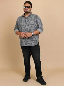 HIGHLANDER Plus Size Typography Printed Cotton Casual Shirt