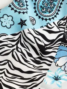 Snitch Blue Printed Collar Shirt With Shorts Co-Ords