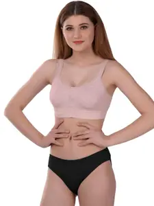 PIBU Pack Of 3 Cotton Bras With Briefs