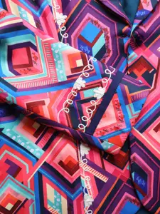 SHAYE Geometric Printed Notched Lapel Collar Single Breasted Blazers