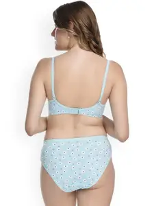 PIBU Pack Of 3 Floral Printed Cotton Bras With Briefs