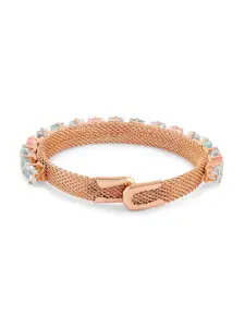 AMI Rose Gold-Plated Cubic Zirconia Kada Bracelet