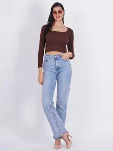 SIGHTBOMB Square Neck Cotton Fitted Crop Top