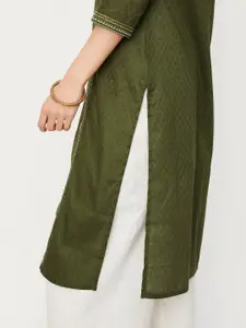 max Floral Embroidered Cotton Thread Work Kurta