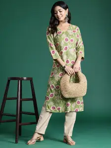 Sangria Floral Printed Floral Kurta