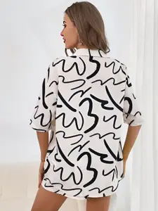 KALINI Abstract Printed Relaxed Fit Shirt With Shorts