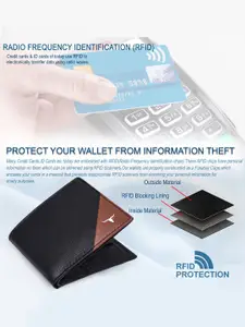 URBAN FOREST Men Colourblocked RFID Leather Two Fold Wallet