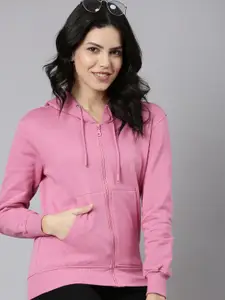 TWIN BIRDS Hooded Pure Cotton Front Open Sweatshirt