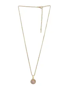 Mali Fionna Gold-Plated Stones-Studded Pendant With Chain
