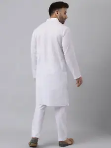 hangup trend Geometric Woven Design Band Collar Straight Kurta with Pyjama